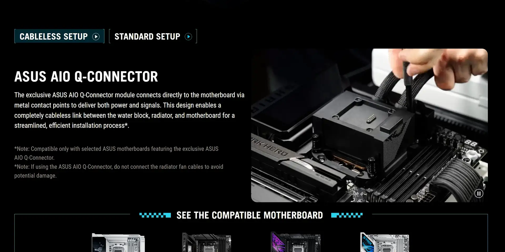 ROG Strix SLC IV 360 AIO Q-Connector i konekcija bez kablova