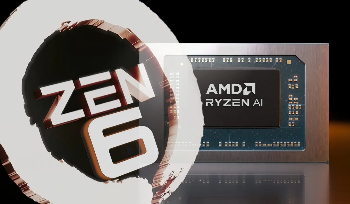 AMD Ryzen AI chip with Zen 6 architecture, highlighting advanced microprocessor technology.