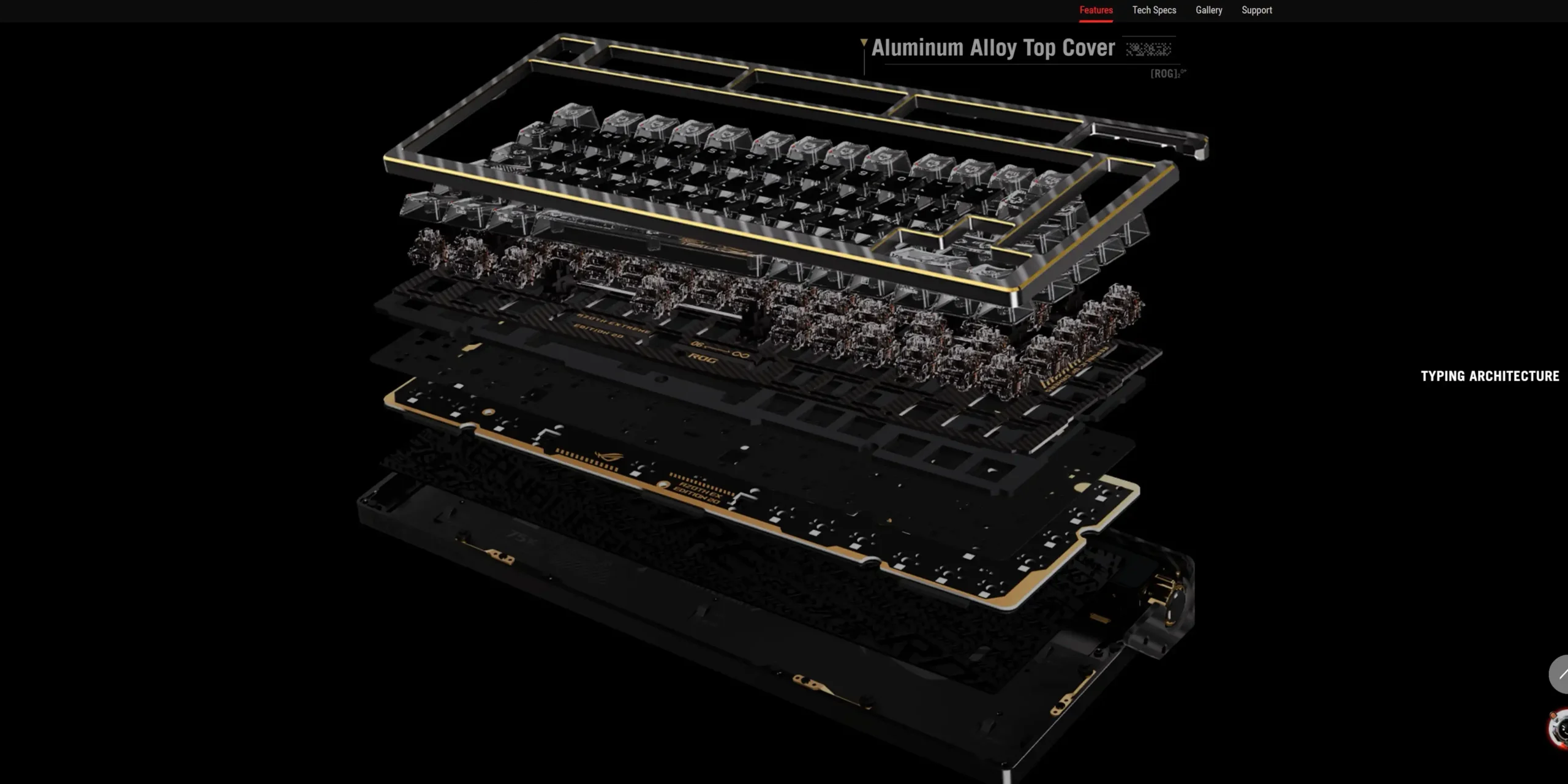 ROG Azoth Extreme Edition 20 slojevi konstrukcije i typing architecture