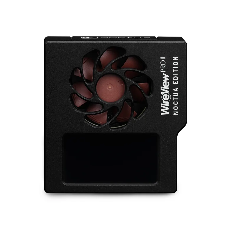 The image shows a WireView PRO II Noctua Edition device with a visible fan and branding text on its casing.