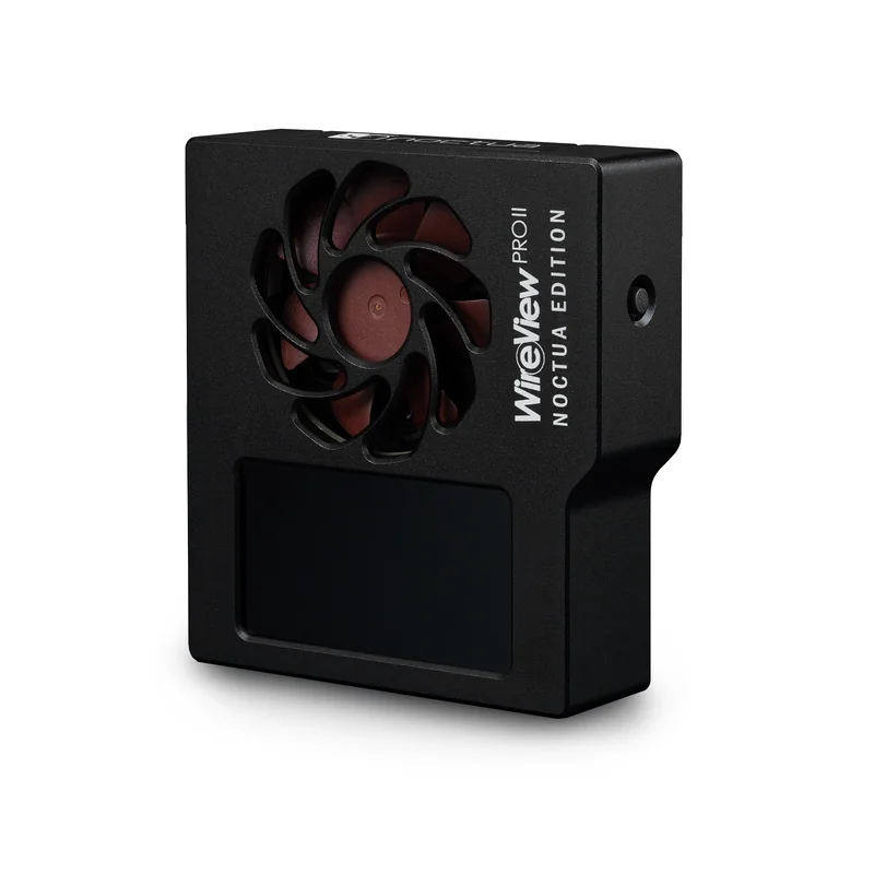 A Noctua Edition WireView PRO II fan module with a brown fan and a dark display.